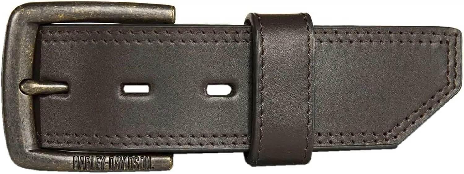 Harley-Davidson Men's Ergonomic Comfort Genuine Leather Belt - Solid Brown