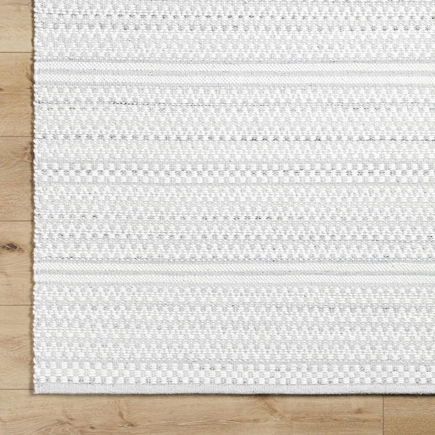 Hauteloom Kendi Wool Hallway, Kitchen Runner Rug - Modern Farmhouse - Neutral Bohemian Boho - Light Gray, White - 2'6" x 8'