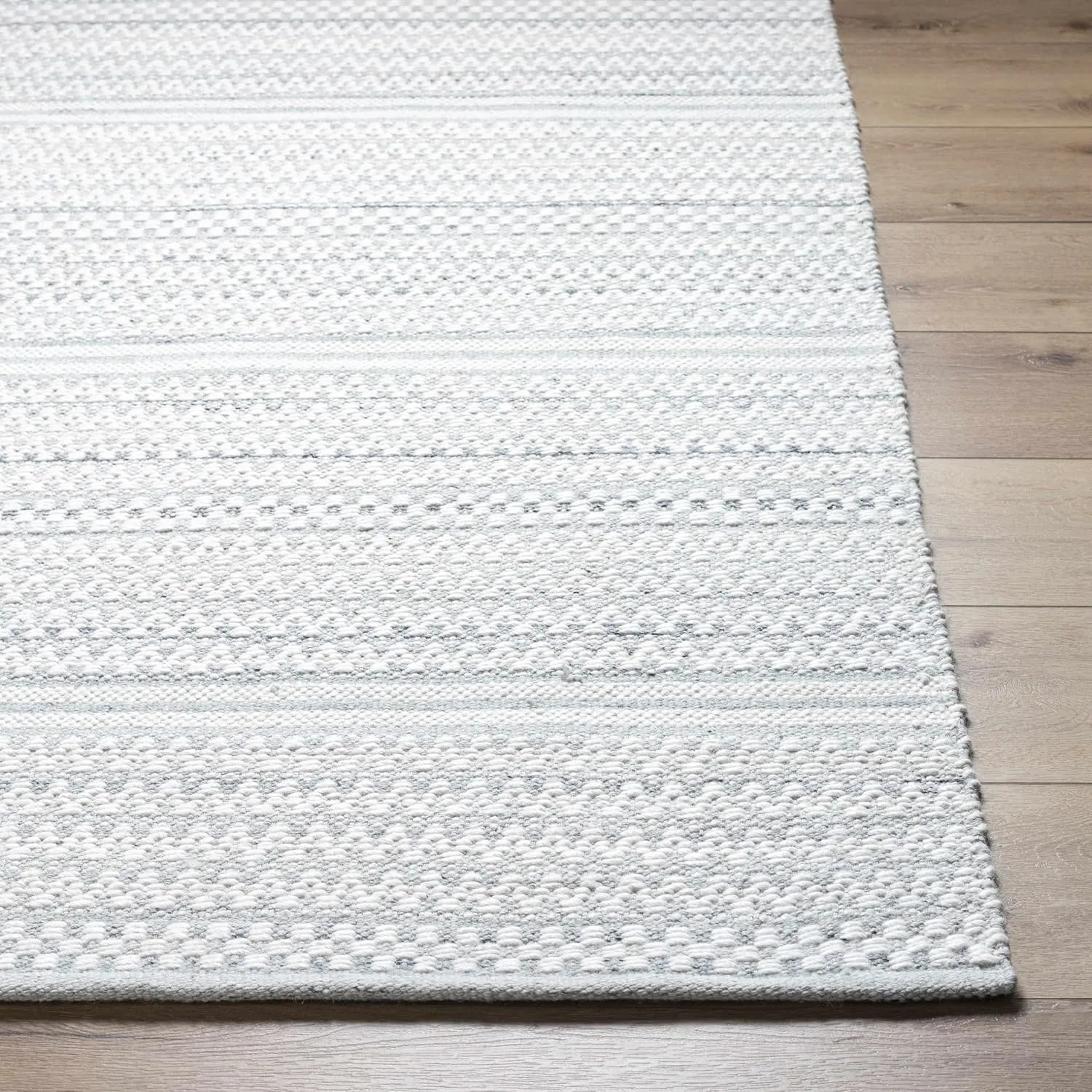 Hauteloom Kendi Wool Hallway, Kitchen Runner Rug - Modern Farmhouse - Neutral Bohemian Boho - Light Gray, White - 2'6" x 8'