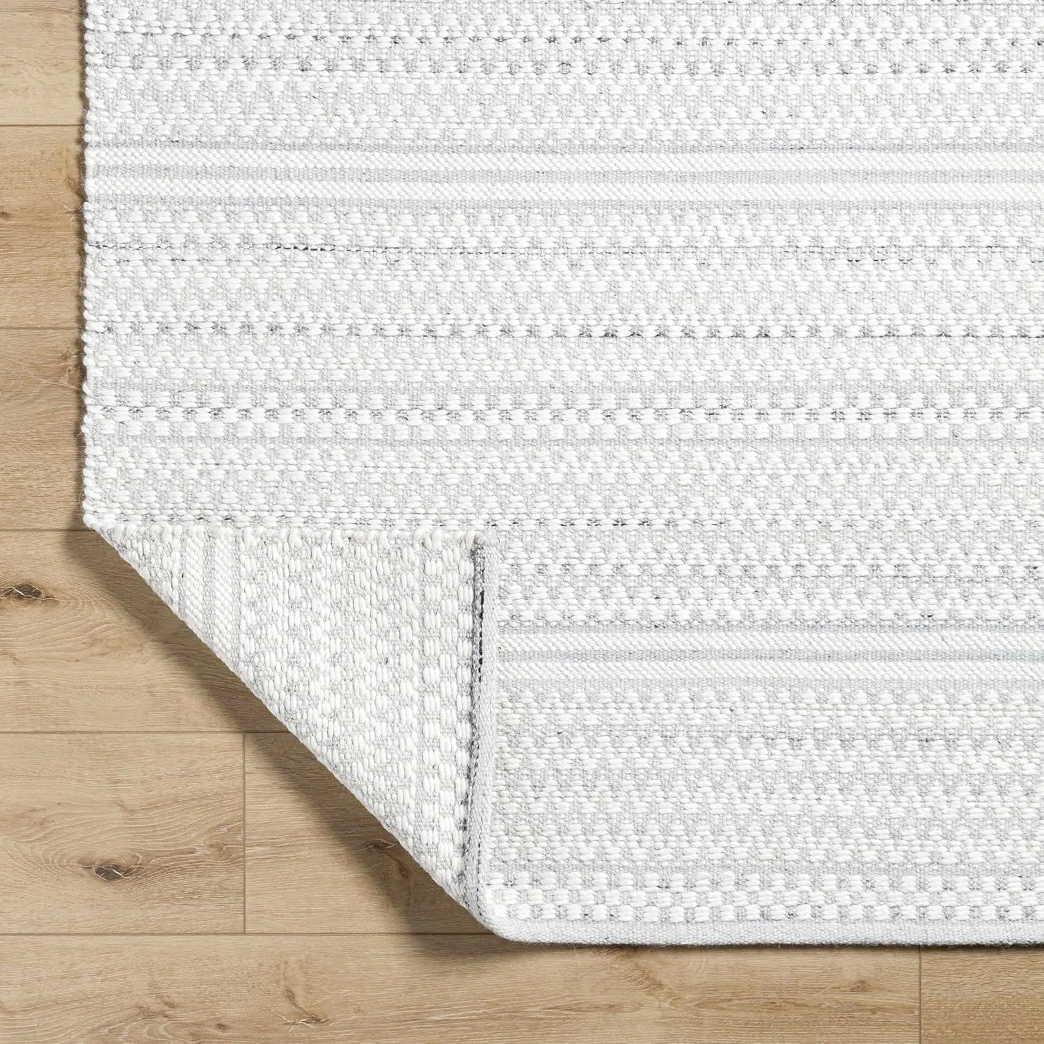 Hauteloom Kendi Wool Hallway, Kitchen Runner Rug - Modern Farmhouse - Neutral Bohemian Boho - Light Gray, White - 2'6" x 8'
