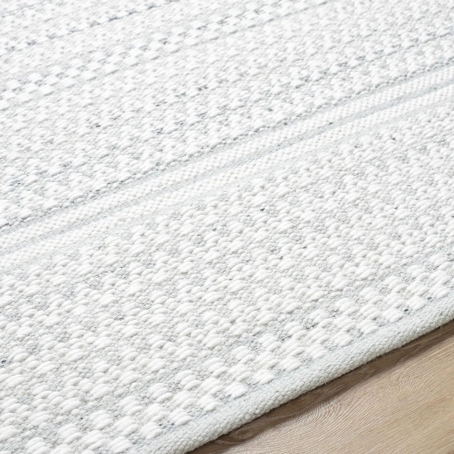 Hauteloom Kendi Wool Hallway, Kitchen Runner Rug - Modern Farmhouse - Neutral Bohemian Boho - Light Gray, White - 2'6" x 8'