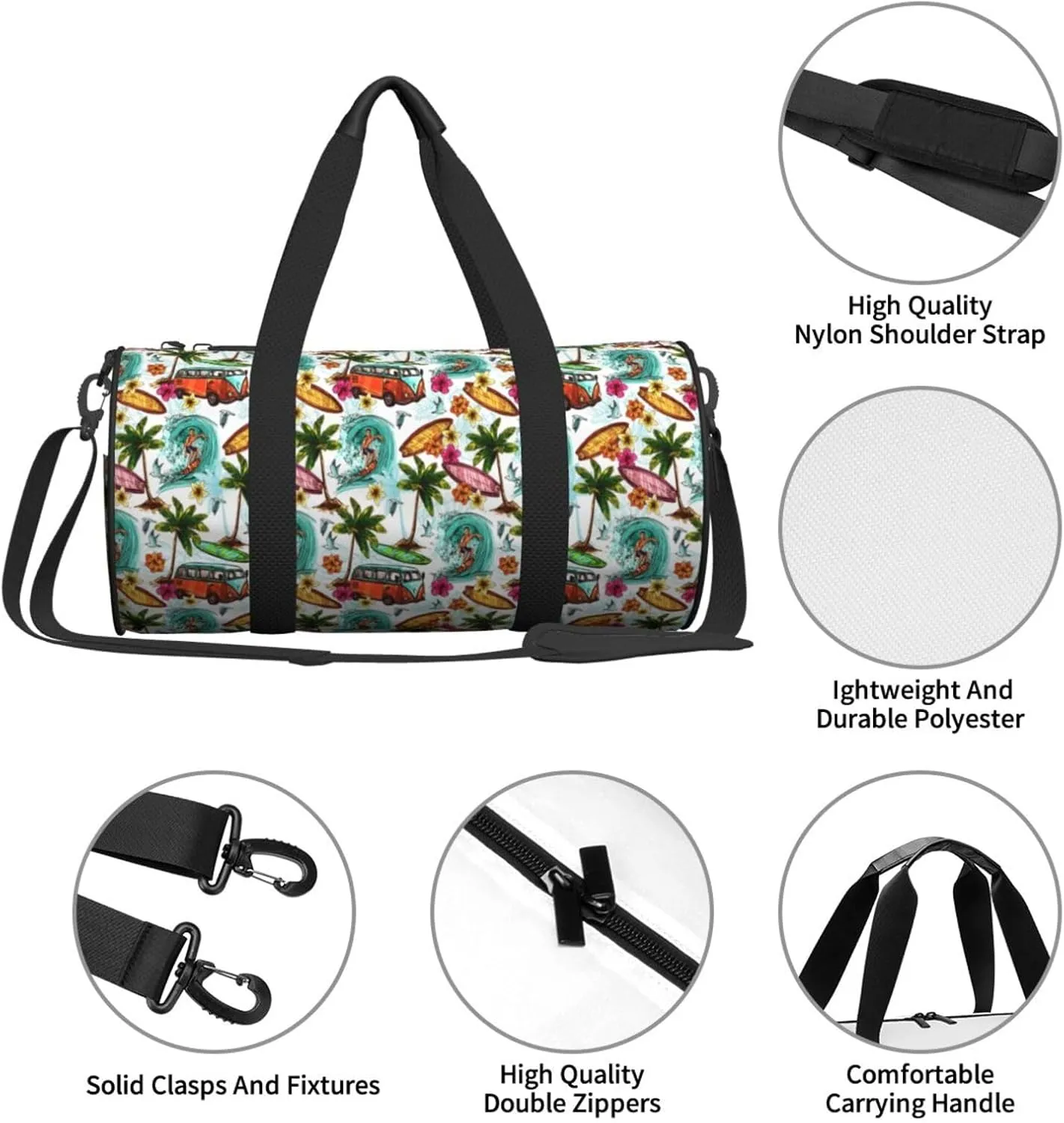 Hawaiian Style Sports Gym Duffel Bag For Men Women Weekender Travel Workout Training Handbag