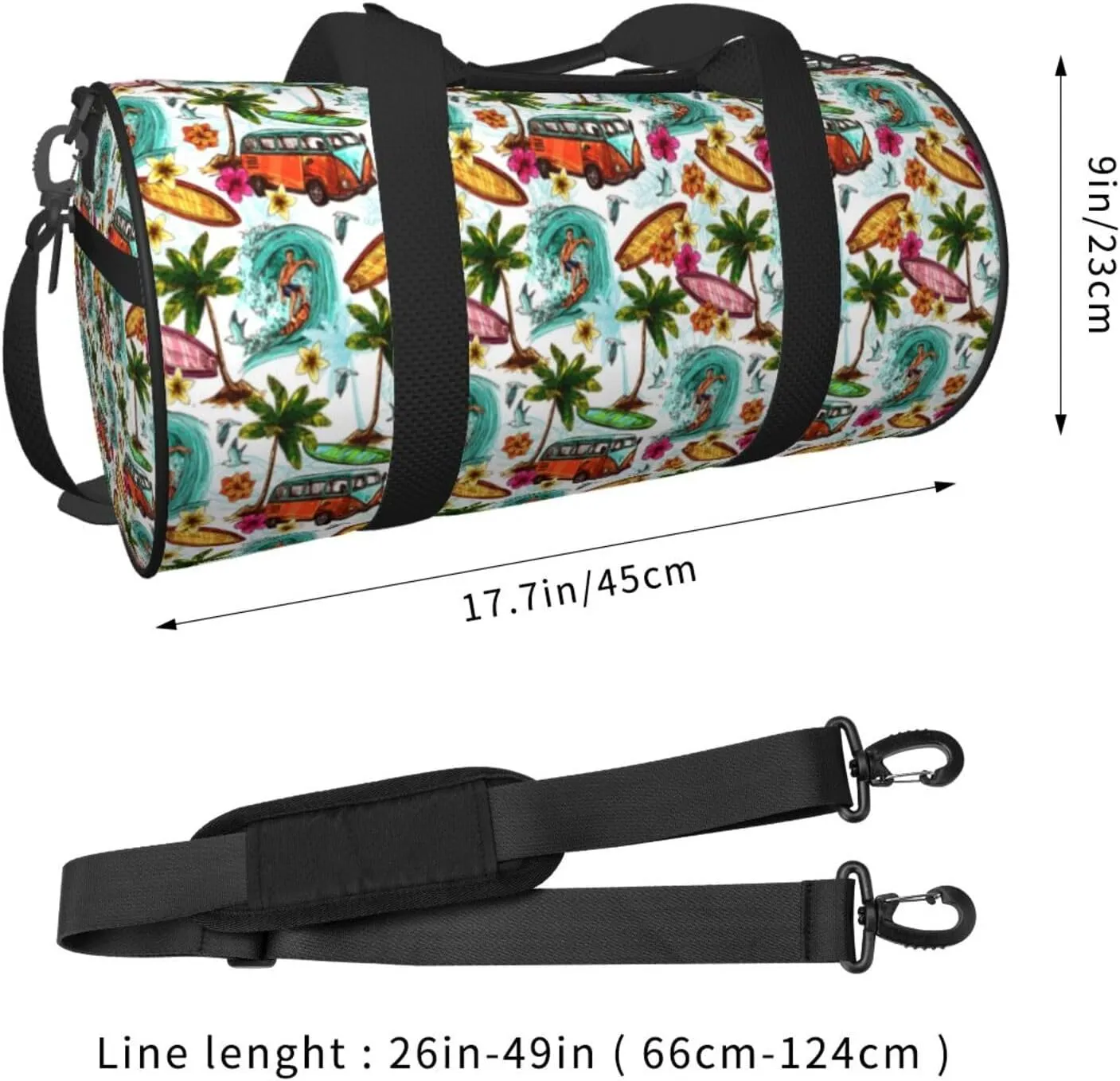 Hawaiian Style Sports Gym Duffel Bag For Men Women Weekender Travel Workout Training Handbag