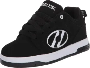 HEELYS Unisex-Child Voyager Tennis Shoe, Black/White, 1 Big Kid