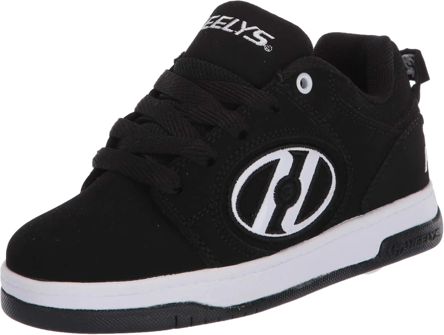 HEELYS Unisex-Child Voyager Tennis Shoe, Black/White, 1 Big Kid