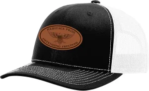 Heritage Pride Laser Engraved Leather Patch Georgia Cotton Boll Southern Men's Mesh Back Trucker Hat