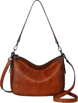 HESHE Leather Purses for Women Crossbody Hobo Shoulder Bag Women’s Handbags with 2 Straps Designer Fashion Satchel Purse