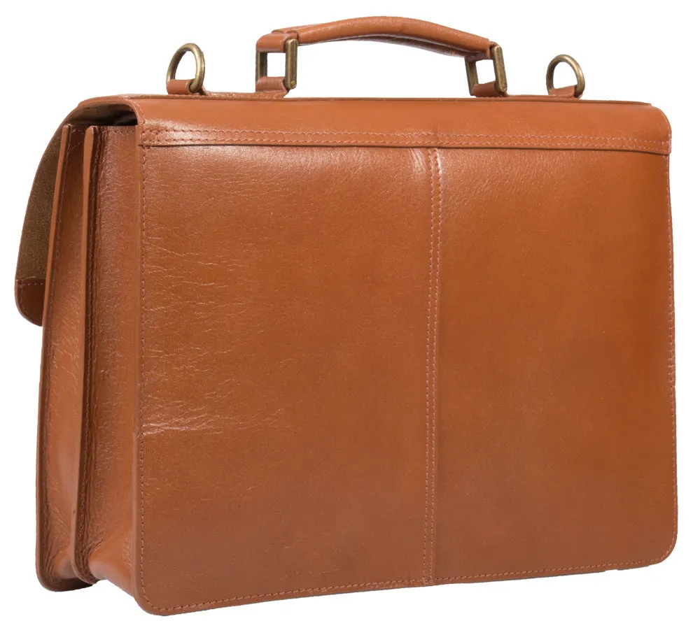 HIDEONLINE VINTAGE TAN BRIDLE LEATHER SATCHEL BRIEFCASE