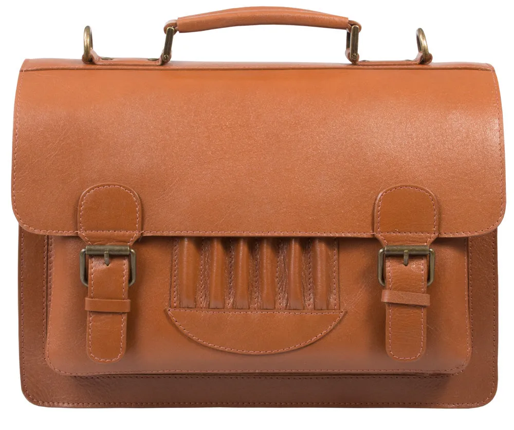 HIDEONLINE VINTAGE TAN BRIDLE LEATHER SATCHEL BRIEFCASE