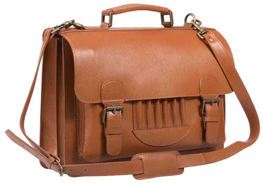 HIDEONLINE VINTAGE TAN BRIDLE LEATHER SATCHEL BRIEFCASE