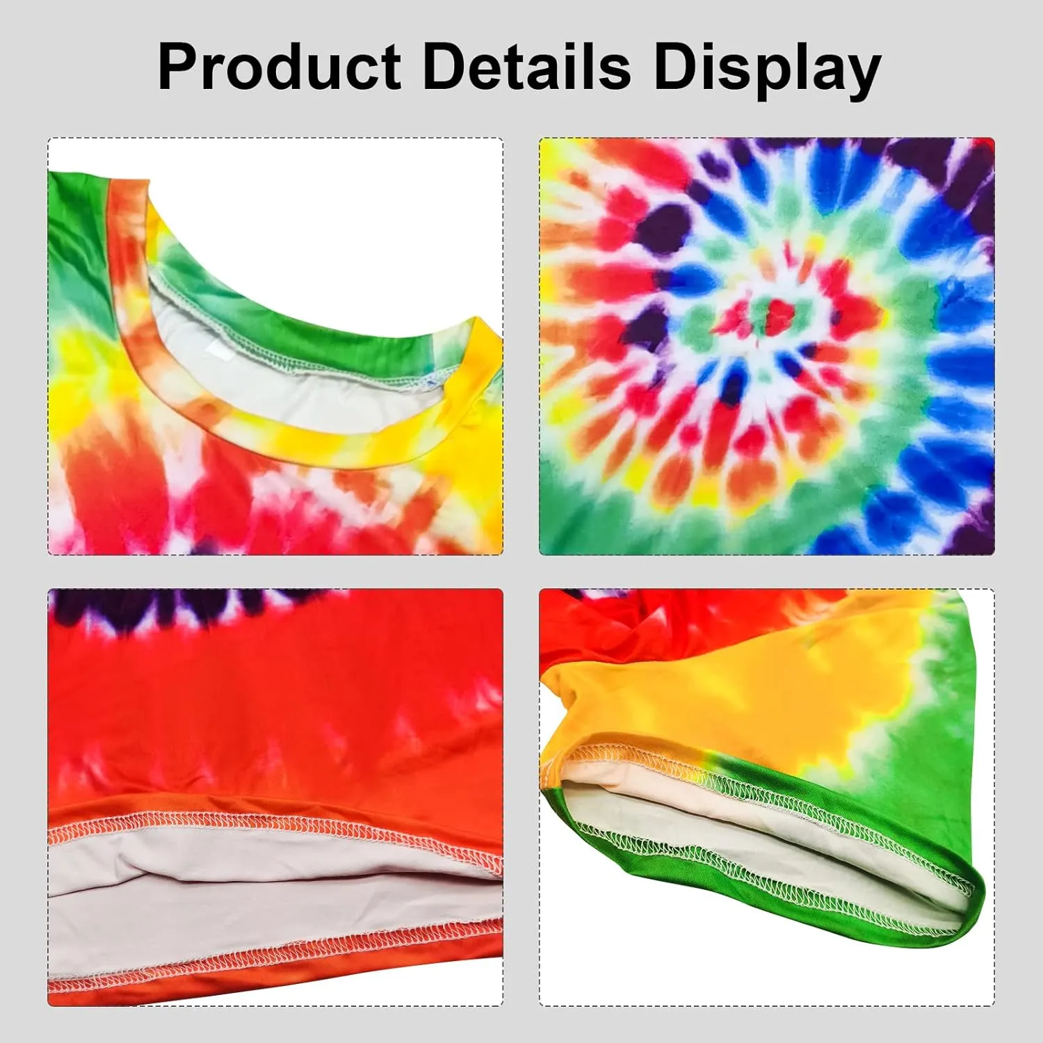 Hippie Costume for Men Women 60s and 70s colorful T-shirt sunglasses headband Peace necklace 4-piece theme party