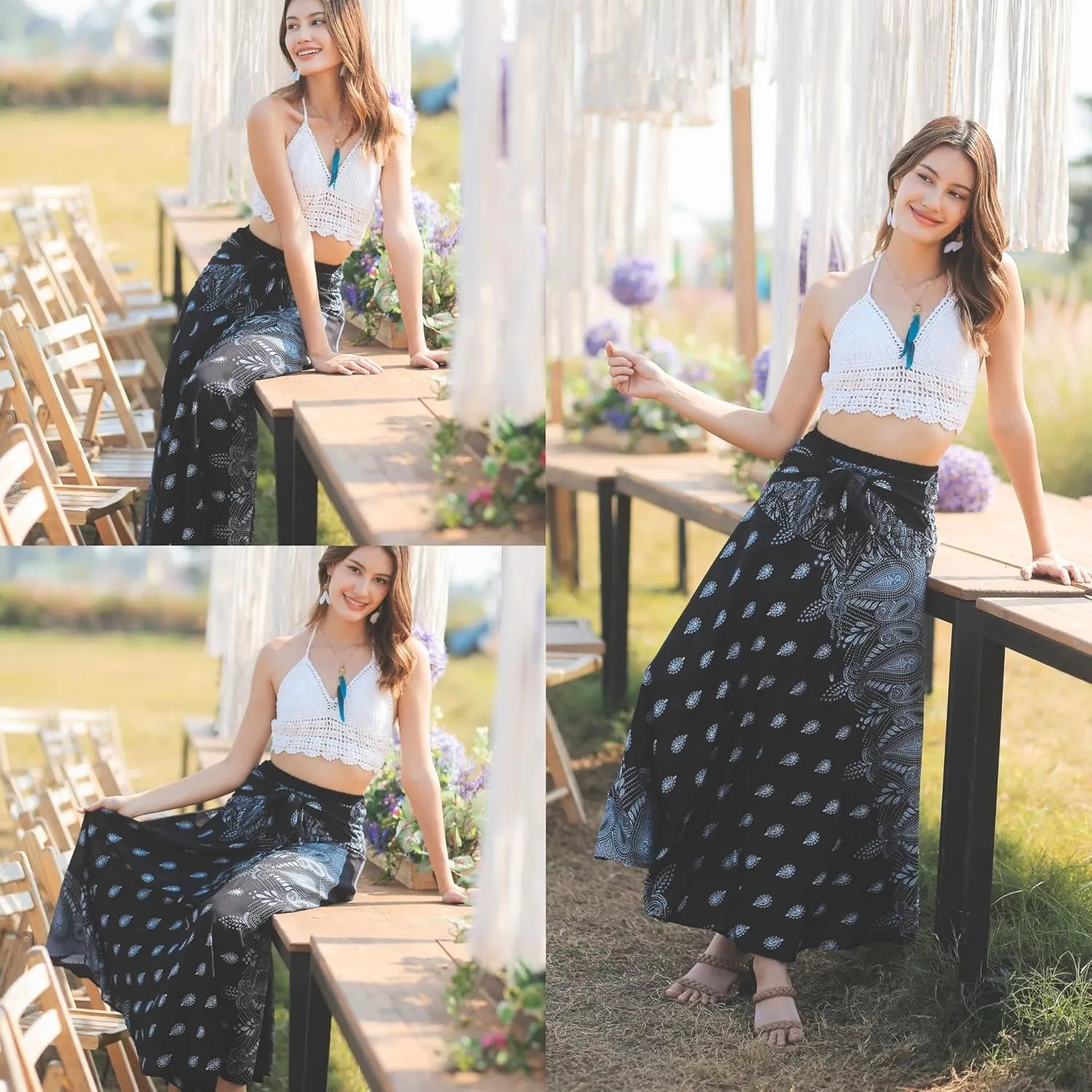 Hippie Skirt Boho Dress Bohemian Gypsy Maxi Long Skirts for Women Summer midi Beach Dress