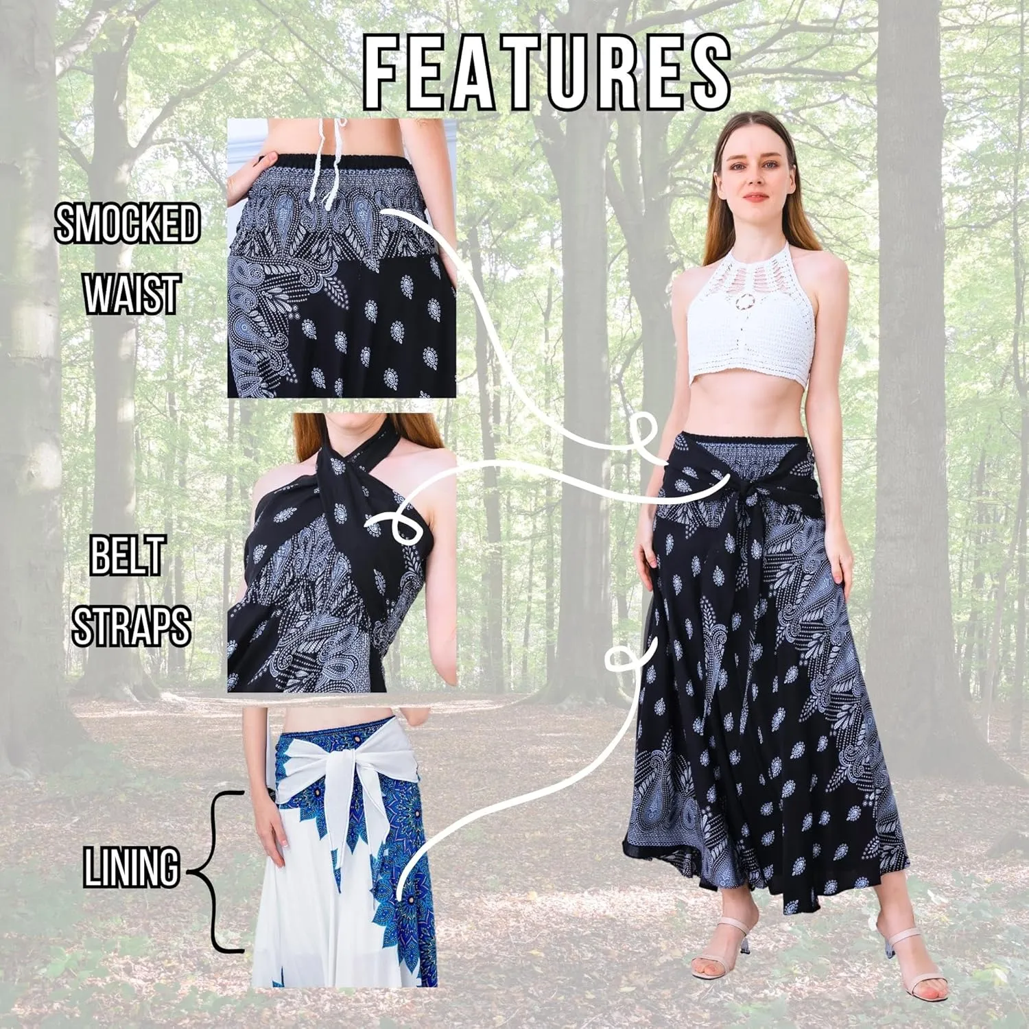 Hippie Skirt Boho Dress Bohemian Gypsy Maxi Long Skirts for Women Summer midi Beach Dress