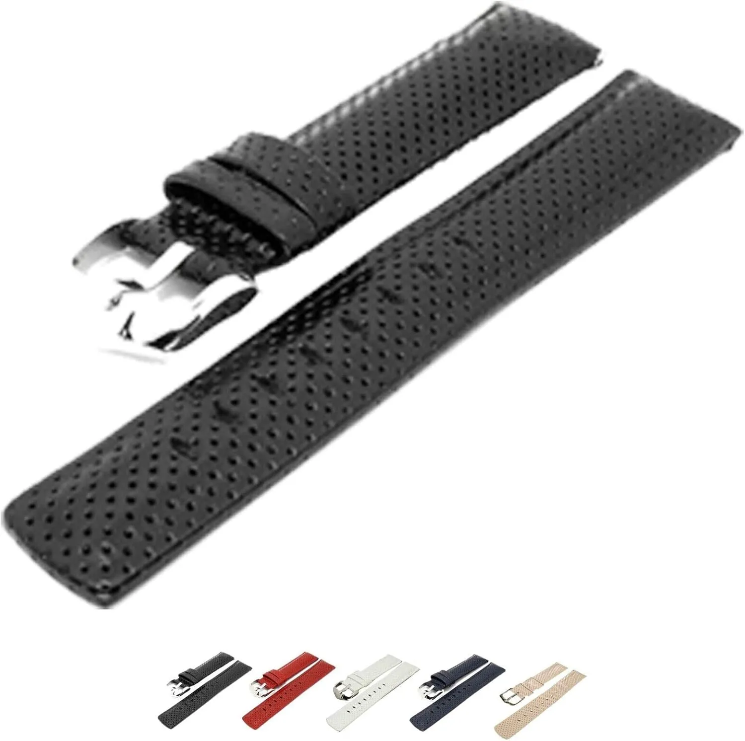 HIRSCH Golfer Leather Watch Strap - Calf Leather - Water Resistant - Beige, Black, Blue, Red, White - 18mm, 20mm, 22mm, 24mm