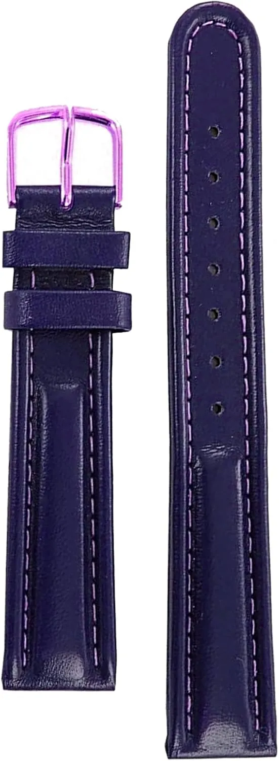 Hirsch Mustang Leather Watch Strap - Genuine Calfskin - Padded Stitched - Blue, Brown - 16mm, 18mm