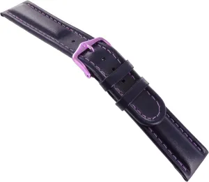 Hirsch Mustang Leather Watch Strap - Genuine Calfskin - Padded Stitched - Blue, Brown - 16mm, 18mm