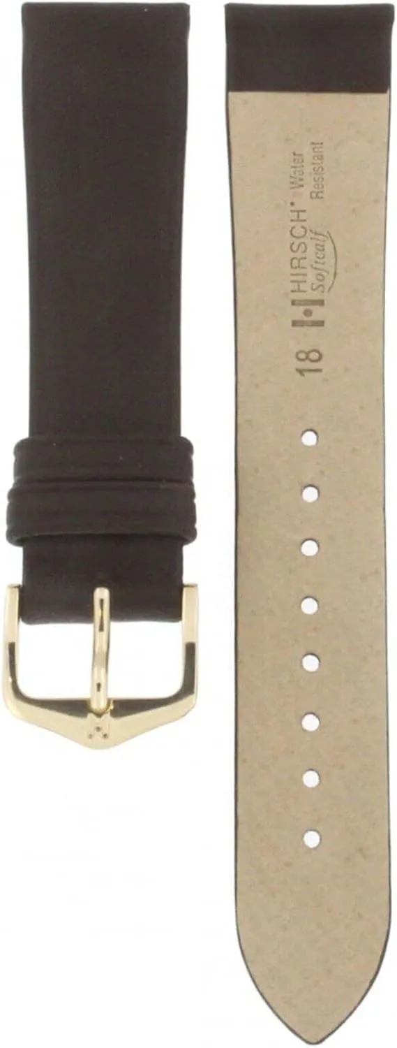 HIRSCH Softcalf Leather Watch Strap - Soft French Calf Leather - Unstitched Padded - Smooth Surface - Black, Brown - 12mm, 14mm, 16mm, 17mm, 18mm, 19mm, 20mm