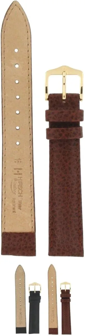 HIRSCH Windsor Leather Watch Strap - Genuine Calfskin - Padded Stitched - Black, Brown, Golden Brown - 14mm, 16mm, 17mm, 18mm, 19mm, 20mm