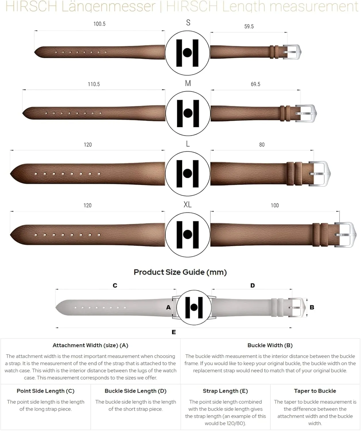 HIRSCH Windsor Leather Watch Strap - Genuine Calfskin - Padded Stitched - Black, Brown, Golden Brown - 14mm, 16mm, 17mm, 18mm, 19mm, 20mm