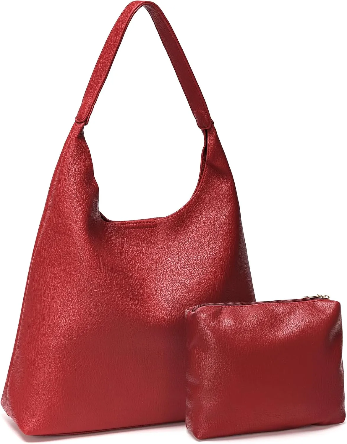 Hobo Bags for Women, Soft Vegan Leather Shoulder Handbags, Slouchy Tote Purses with Makeup Bag