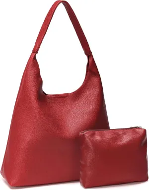 Hobo Bags for Women, Soft Vegan Leather Shoulder Handbags, Slouchy Tote Purses with Makeup Bag