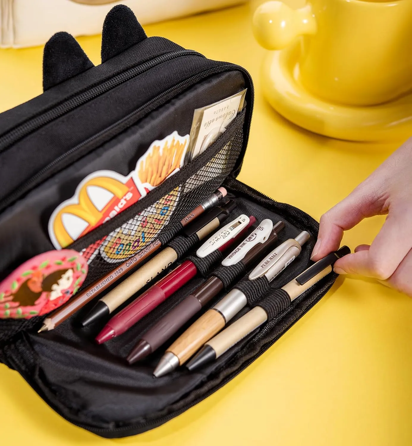 Hongdian Large Capacity Pencil Case, 3D Cat Pen Bags Pencil Pouch Organizer for Office College School