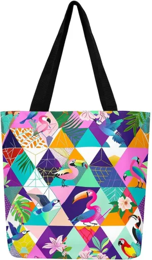 Horses Canvas Tote Bag,Southwestern Native Aztec Handbag Bohemian Dream Catchers Geometry Shoulder Bag