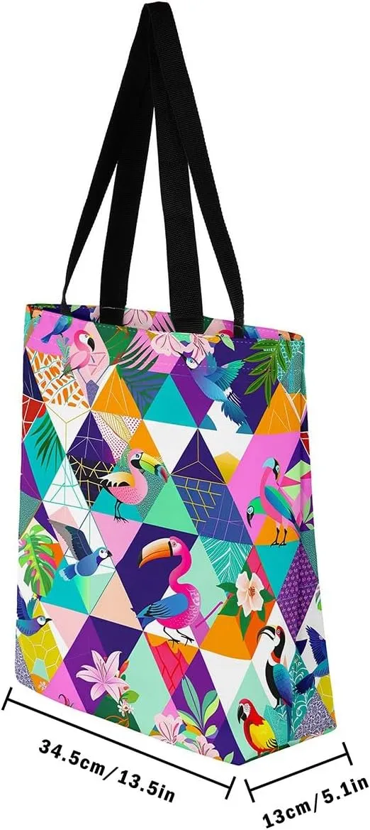 Horses Canvas Tote Bag,Southwestern Native Aztec Handbag Bohemian Dream Catchers Geometry Shoulder Bag