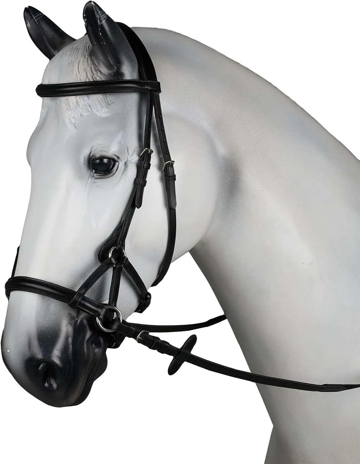 HORZE Denver Soft Leather English Side Pull Bitless Bridle for Horses | Web Reins Included