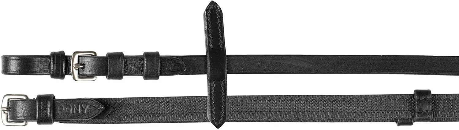 HORZE Slender Grippy Horseback Riding English Web Reins with Hand Stops