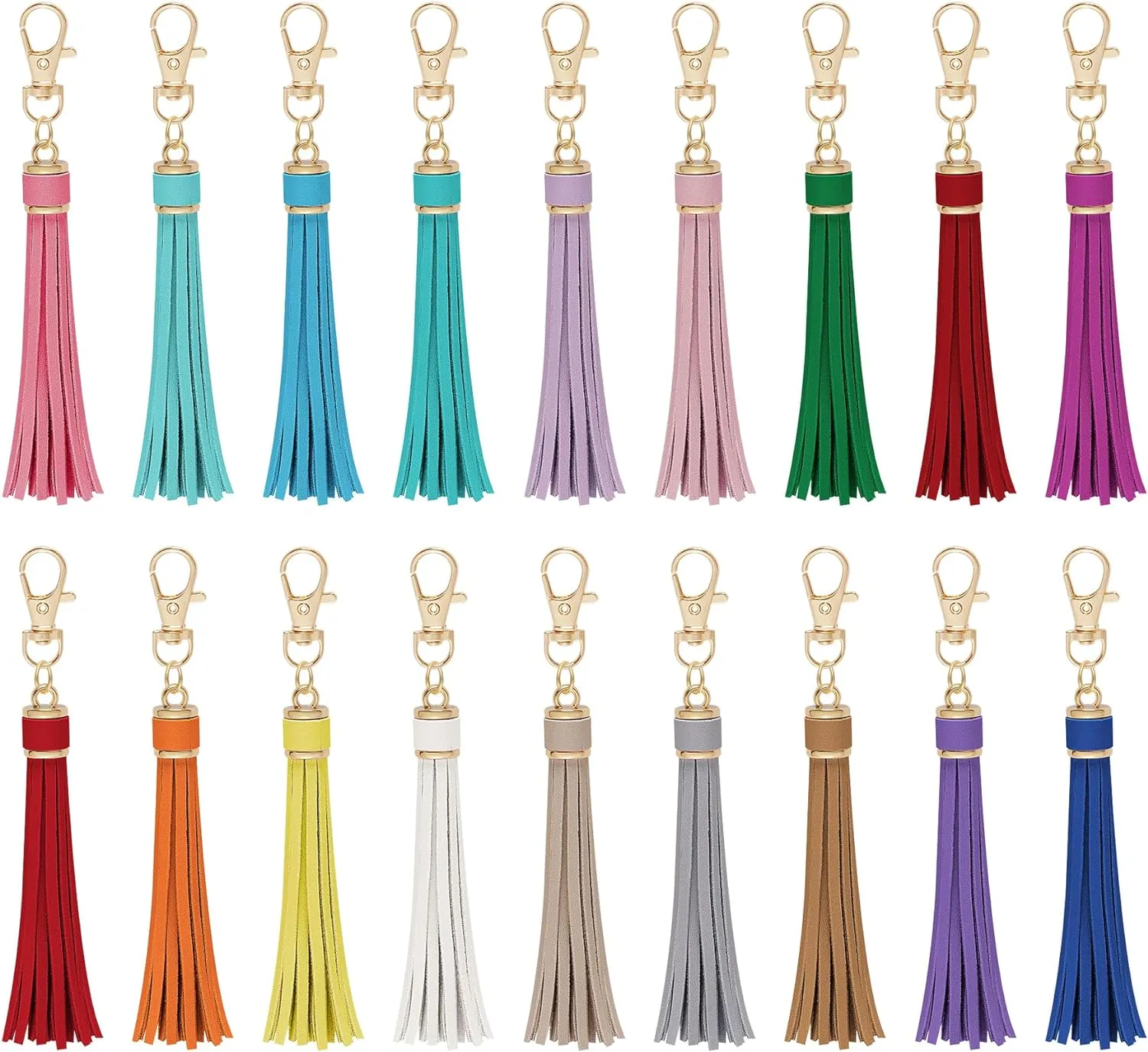 HOVEOX 18 Pieces Artificial Leather Tassel Faux Leather Tassel Bulk Keychain Tassels Leather Tassels for Handbag Keychain and Craft