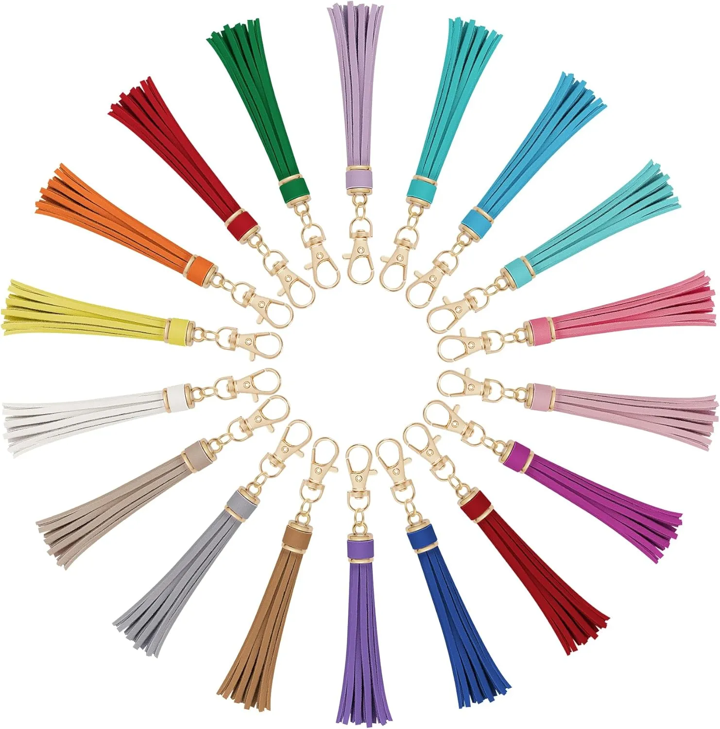 HOVEOX 18 Pieces Artificial Leather Tassel Faux Leather Tassel Bulk Keychain Tassels Leather Tassels for Handbag Keychain and Craft