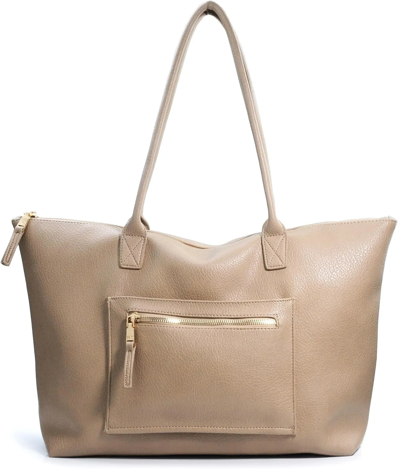 HOXIS Tote Bag for Women with Zipper Vegan Leather Handbag with Trolley Sleeve Travel Weekender Carryall Bag