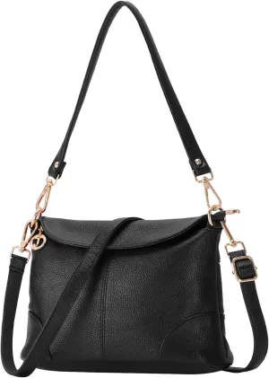 HUA ANGEL Crossbody Bags for Women, Leather Shoulder Purse Bag with 2 Removable Straps, Multi Pocket Trendy Hobo Bag Satchel