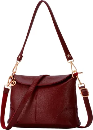 HUA ANGEL Crossbody Bags for Women, Leather Shoulder Purse Bag with 2 Removable Straps, Multi Pocket Trendy Hobo Bag Satchel