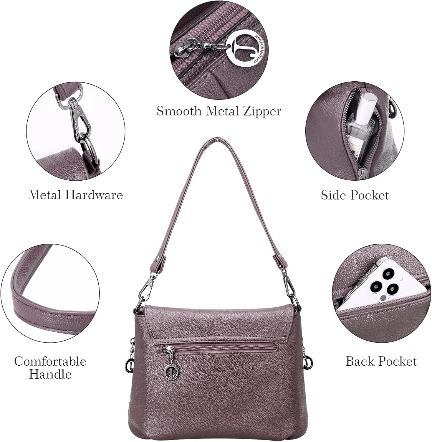 HUA ANGEL Multipurpose Crossbody Bags for Women, Leather Shoulder Bag Travel Purse Fashion Tassels Tote Top Handle Satchel