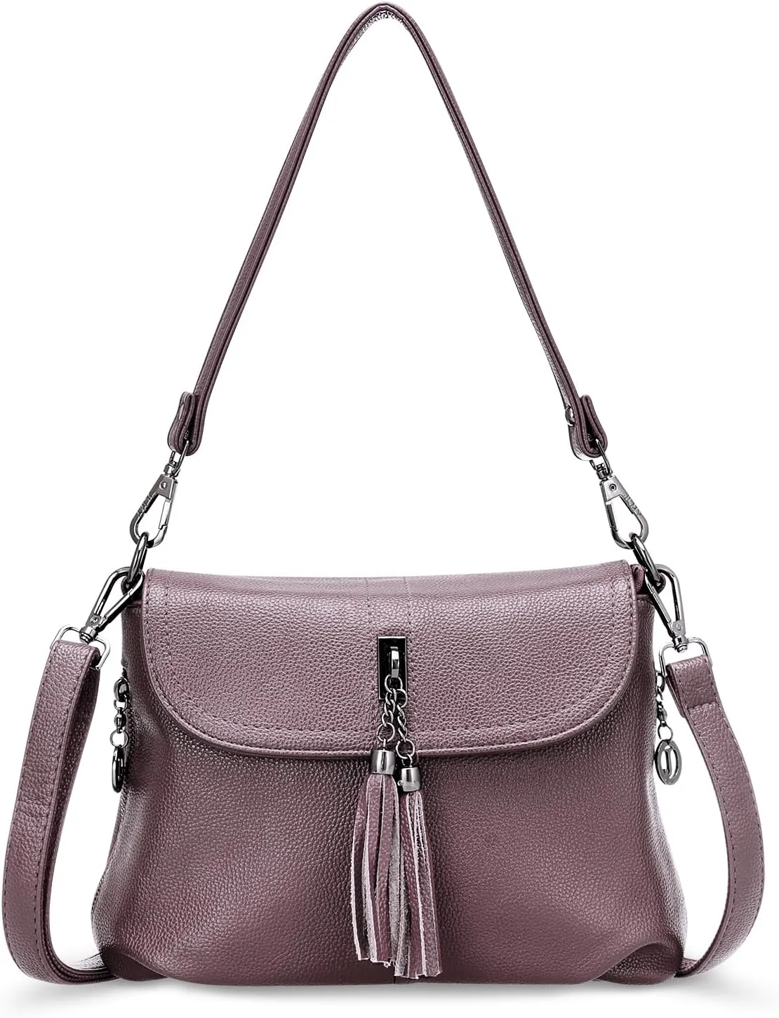 HUA ANGEL Multipurpose Crossbody Bags for Women, Leather Shoulder Bag Travel Purse Fashion Tassels Tote Top Handle Satchel