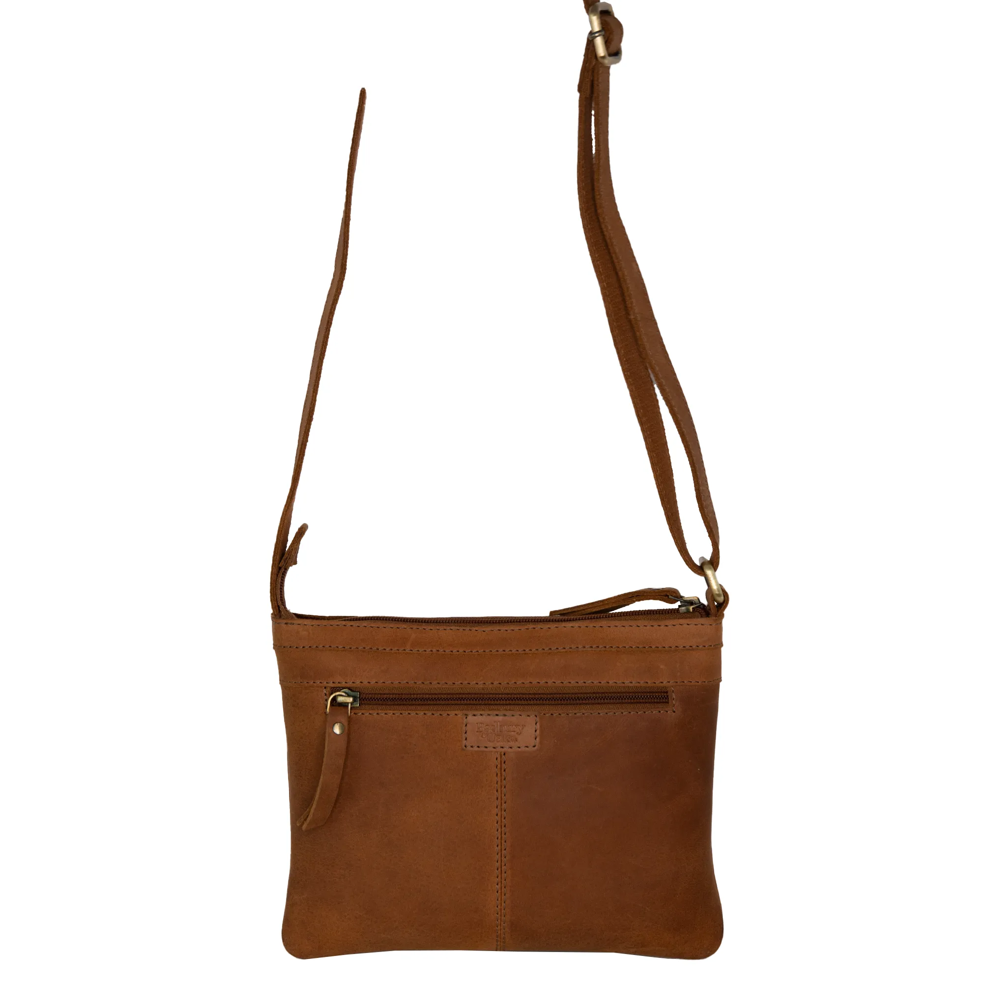 Hudson - (New England Buff Leather) Small Cross Body Multi Zip Bag