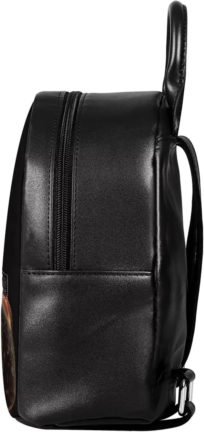 HUGS IDEA Black Horse Print Mini Backpack for Women Small Backpack Purse Ladies Leather Bookbag Satchel Bags