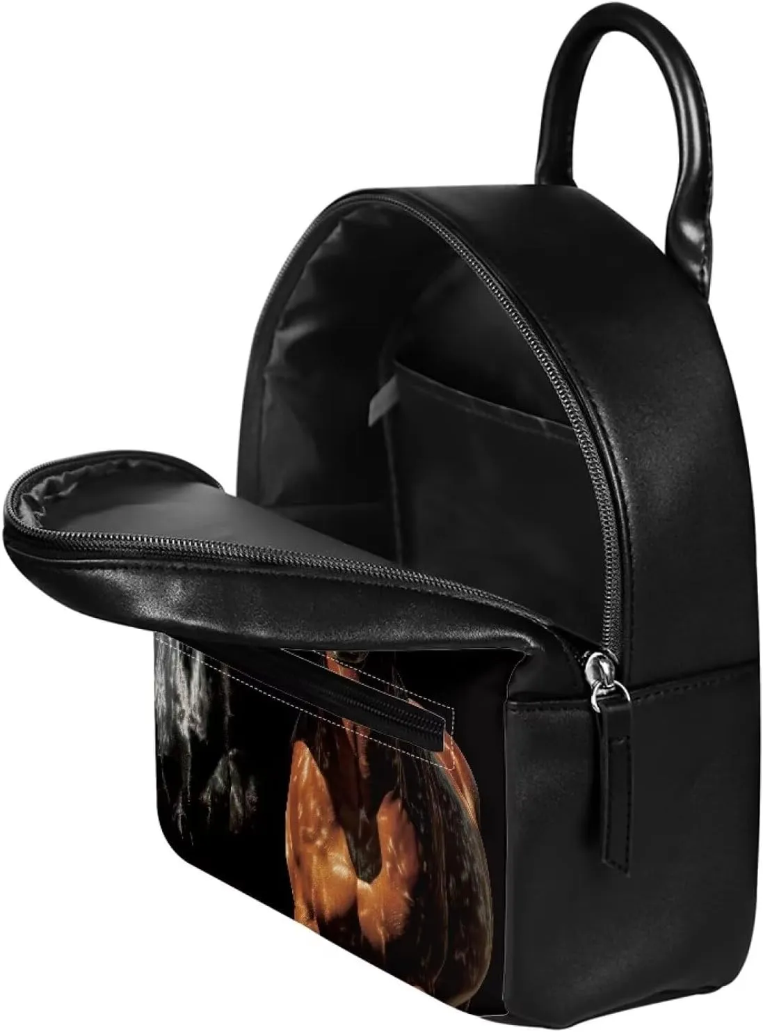HUGS IDEA Black Horse Print Mini Backpack for Women Small Backpack Purse Ladies Leather Bookbag Satchel Bags