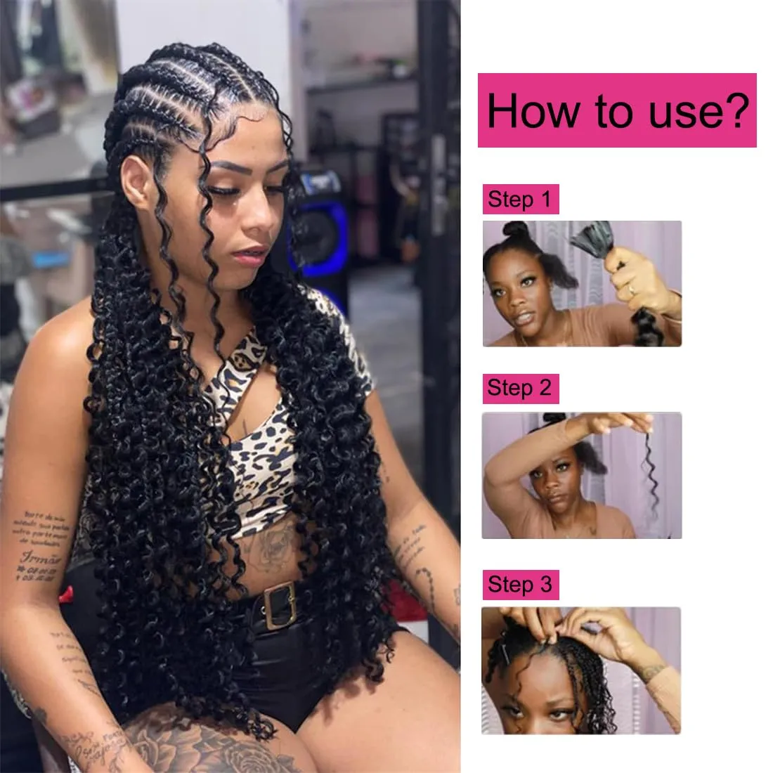 Human Braiding Hair 2 Bundles 100g 18 Inch Deep Wave Bulk Human Braiding Hair For Boho Braids No Weft Curly Boho Knotless Braids Wet And Wavy Brazilian Unprocessed Virgin Hair Extensions Natural Color