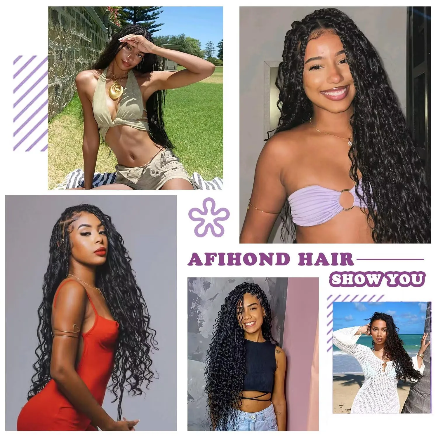 Human Braiding Hair For Boho Braids Deep Water Wave Bulk Human Hair for Braiding 12A Wet and Wavy Curly 100% Human Hair Extensions 3 Bundles 110g Natural Color 24inch
