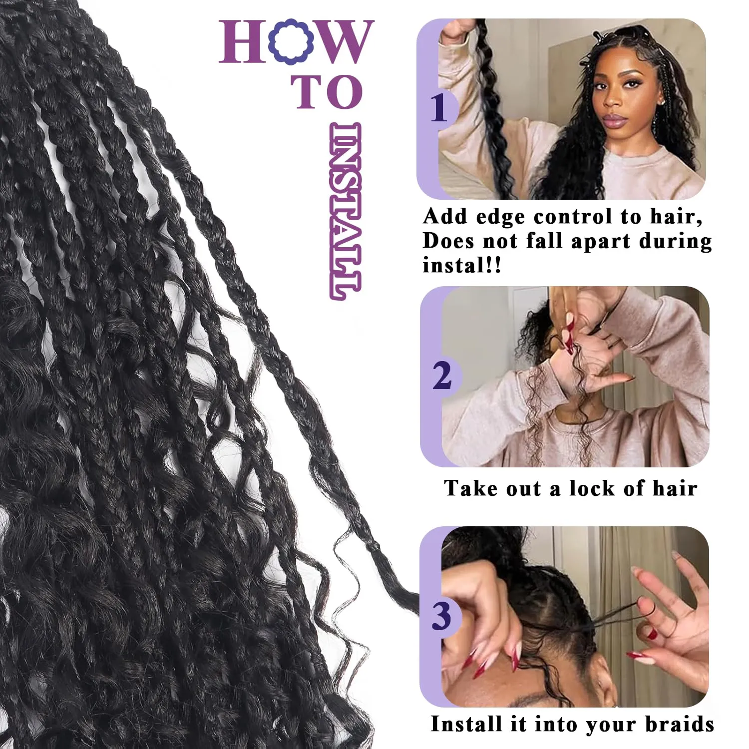 Human Braiding Hair For Boho Braids Deep Water Wave Human Bulk Hair for Braiding 12A Brazilian Virgin Human Hair Extensions for Boho Braids 3 Bundles/Pack 110g Chocolate Brown 20inch