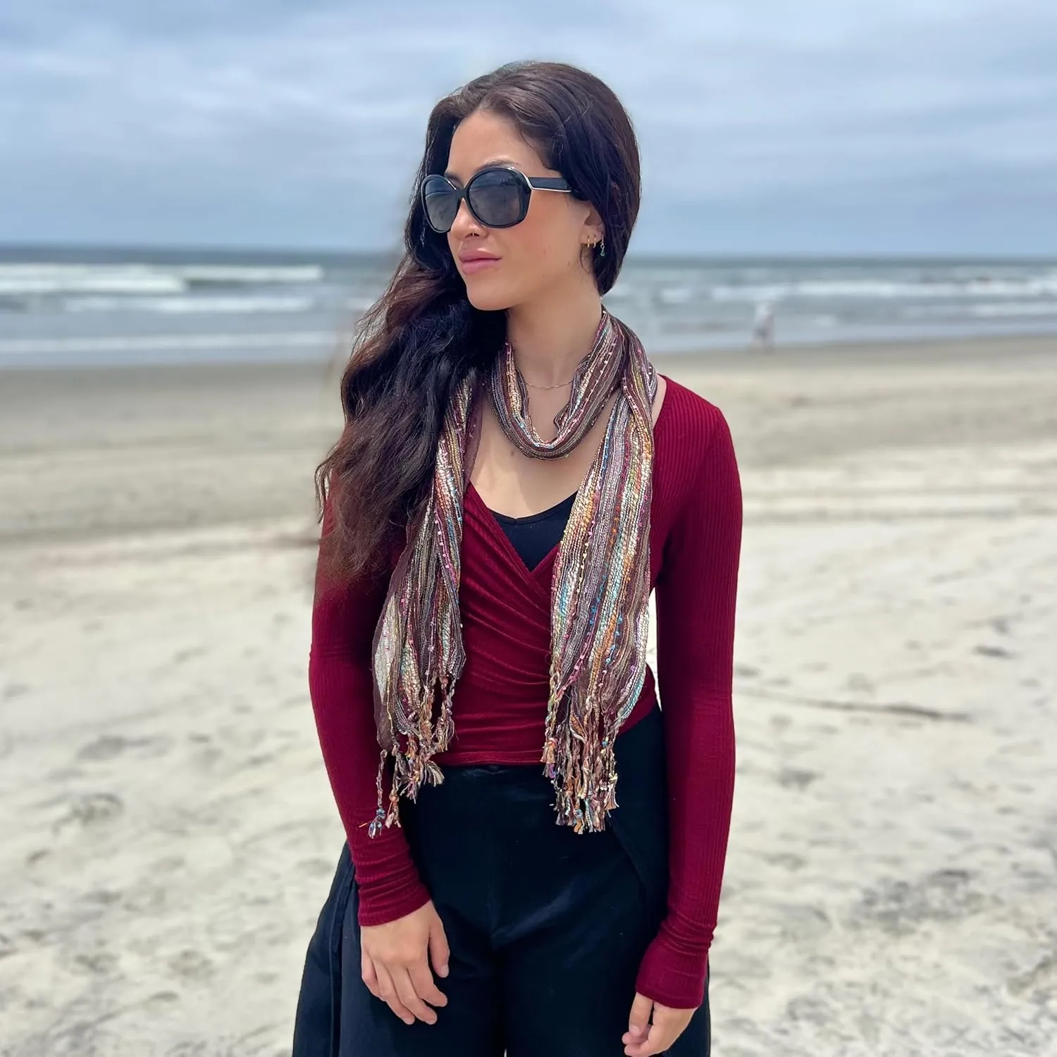 Humble Hilo Multi-Colored Scarf/Shawl for Women Lightweight Head or Neck Scarf