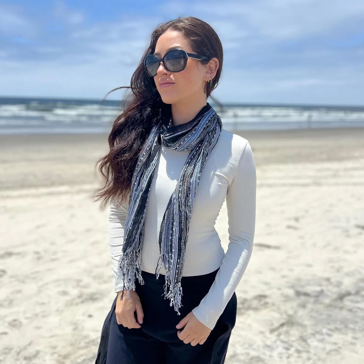 Humble Hilo Multi-Colored Scarf/Shawl for Women Lightweight Head or Neck Scarf