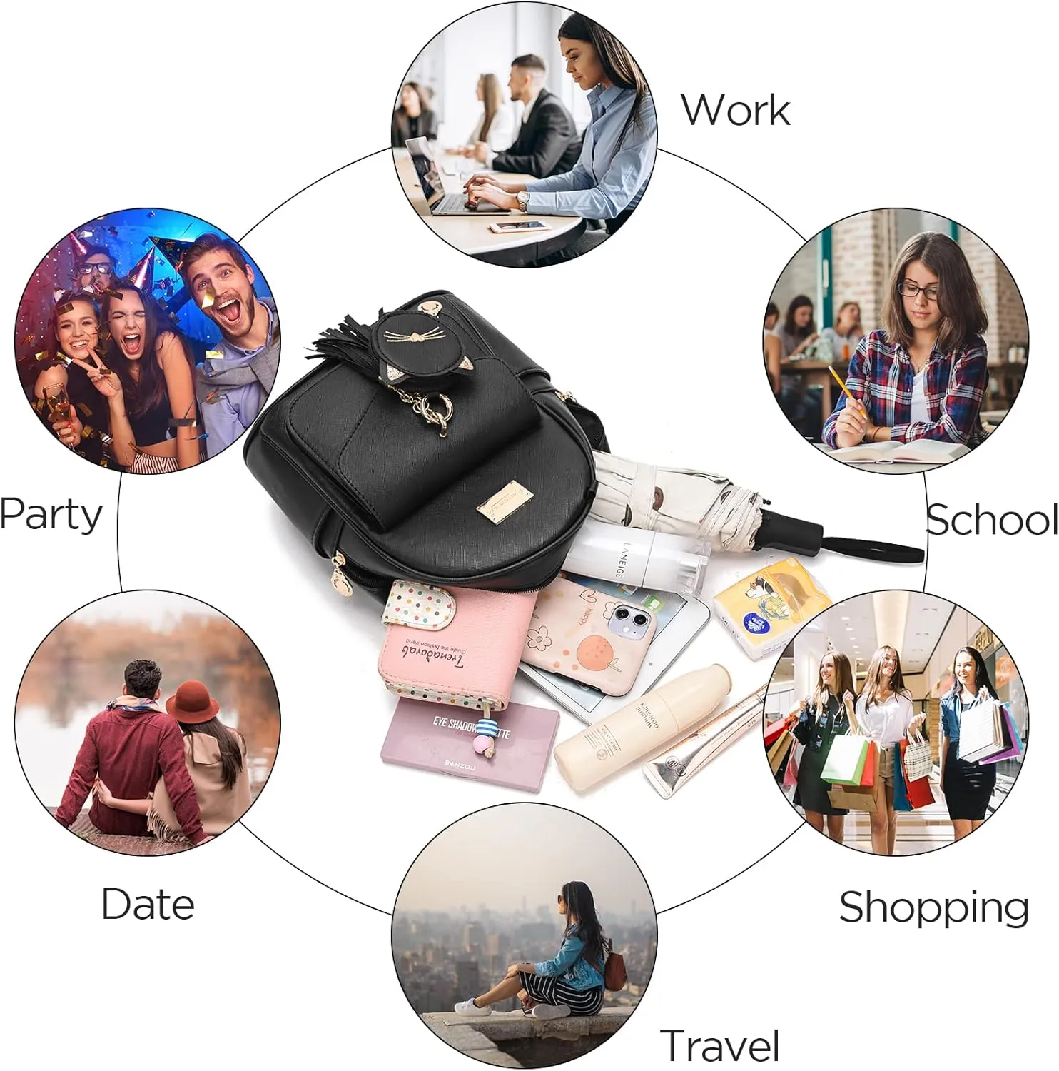 I IHAYNER Girls Fashion Backpack Mini Purse Backpack for Women Small Leather Backpack Purse for Teen Girls with Coin Purse