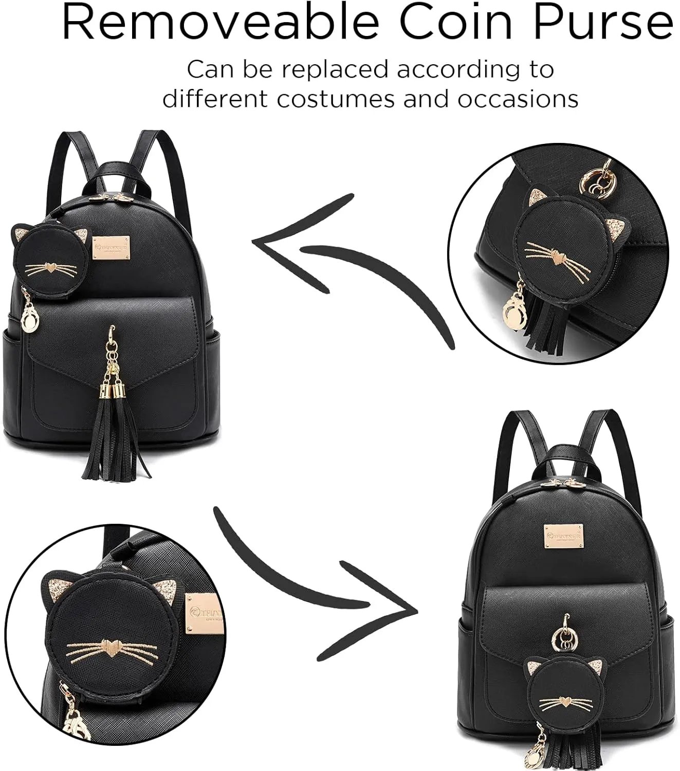 I IHAYNER Girls Fashion Backpack Mini Purse Backpack for Women Small Leather Backpack Purse for Teen Girls with Coin Purse