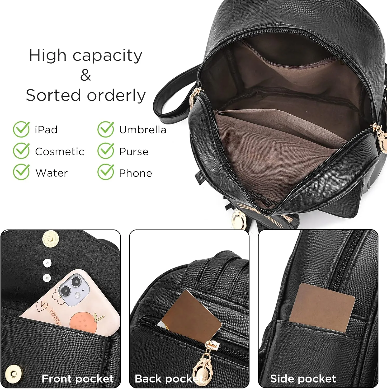 I IHAYNER Girls Fashion Backpack Mini Purse Backpack for Women Small Leather Backpack Purse for Teen Girls with Coin Purse