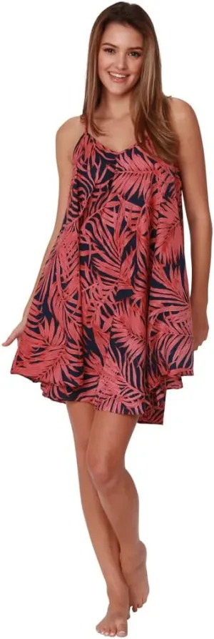 INGEAR Loose Relaxed Fit Sundress Spaghetti Strap Umbrella Dress Boho Baggy Bohemian Sleeveless Print Mini Dress