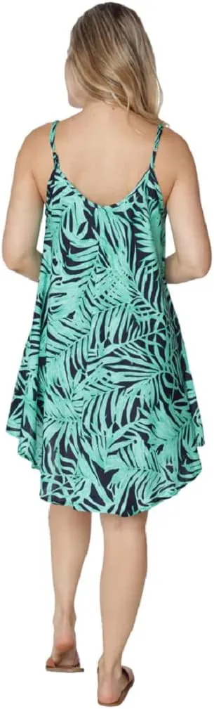 INGEAR Loose Relaxed Fit Sundress Spaghetti Strap Umbrella Dress Boho Baggy Bohemian Sleeveless Print Mini Dress